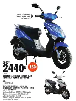 E.Leclerc SCOOTER ÉLECTRIQUE E-MOOV BLEU HORS FRAIS DE MISE EN SERVICE offre