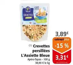 Colruyt L'Assiette Bleue Crevettes persillées offre