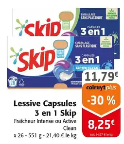 Colruyt Skip Lessive Capsules 3 en 1 offre
