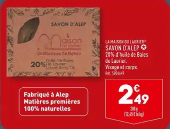 ALDI LA MAISON DU LAURIER SAVON D’ALEP offre