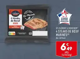 ALDI ST-CLÉMENT LE BOUCHER 4 STEAKS DE BŒUF MARINÉS offre
