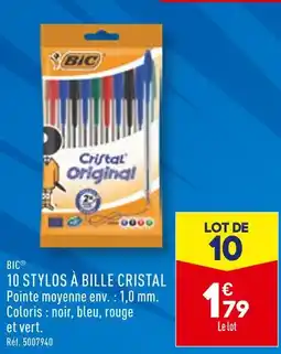 ALDI BIC 10 STYLOS À BILLE CRISTAL offre