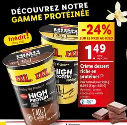 Lidl Milbona Crème dessert riche en protéines offre