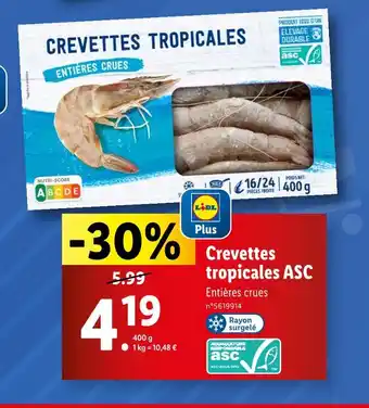 Lidl Crevettes tropicales ASC offre