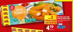 Lidl ocean sea Bâtonnets de colin d’Alaska MSC panés offre