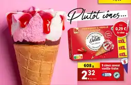 Lidl BON Gelati 8 cônes saveur vanille-fraise offre