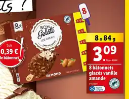 Lidl BON Gelati 8 bâtonnets glacés vanille amande offre