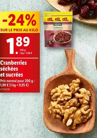 Lidl Alesto Cranberries séchées et sucrées offre