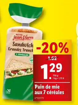 Lidl MAÎTRE Jean Pierre Pain de mie aux 7 céréales offre