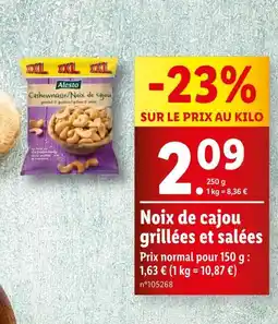 Lidl Alesto Noix de cajou grillées et salées offre