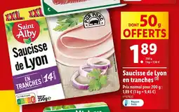 Lidl Saint Alby Saucisse de Lyon en tranches offre