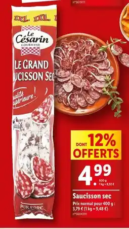 Lidl Le Césarin Saucisson sec offre