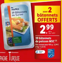 Lidl nautica 39 bâtonnets de poisson MSC offre