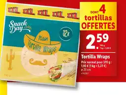 Lidl Snack Day Tortilla Wraps offre