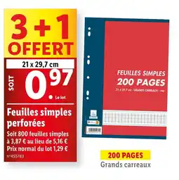 Lidl Feuilles simples perforées offre