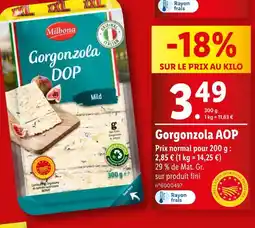 Lidl Milbona Gorgonzola AOP offre