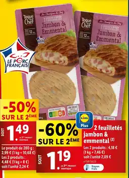 Lidl Toque du Chef 2 feuilletés jambon & emmental offre