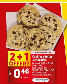 Lidl Cookies pépites 3 chocolats offre
