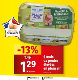Lidl 6 œufs de poules élevées en plein air offre