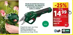 Lidl PARKSIDE Sécateur électrique sans fil offre