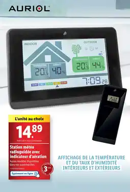Lidl AURIOL Station météo radioguidée avec indicateur d’aération offre
