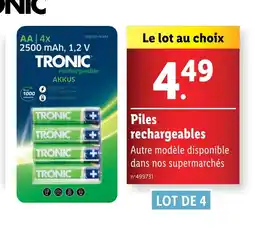 TRONIC Piles rechargeables