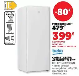 Super U Beko - congelateur armoire 177 l offre