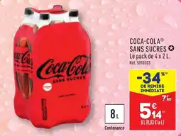 ALDI COCA-COLAⓇ SANS SUCRES 4 x 2 L offre