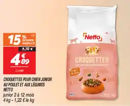 CROQUETTES POUR CHIEN JUNIOR AU POULET ET AUX LÉGUMES NETTO