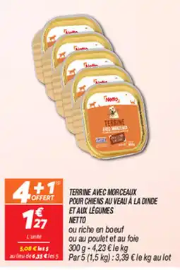 Netto TERRINE AVEC MORCEAUX POUR CHIENS AU VEAU À LA DINDE ET AUX LÉGUMES NETTO offre
