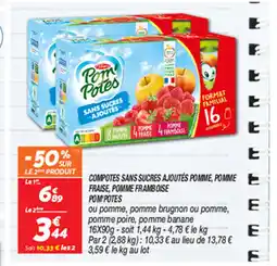Netto COMPOTES SANS SUCRES AJOUTÉS POMME, POMME FRAISE, POMME FRAMBOISE POM'POTES offre