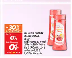 Netto GEL DOUCHE VITALISANT MELON & GRENADE NETTO offre
