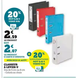 Super U U CLASSEUR À LEVIER offre