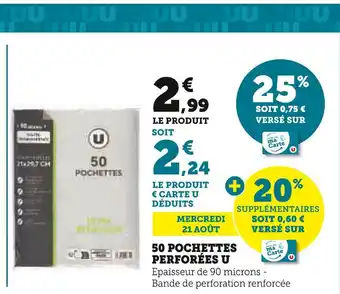 Super U U 50 POCHETTES PERFORÉES offre