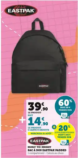 Super U EASTPAK SAC À DOS PADDED offre