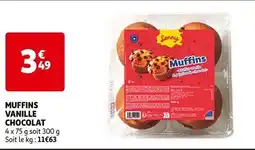 Auchan MUFFINS VANILLE CHOCOLAT offre