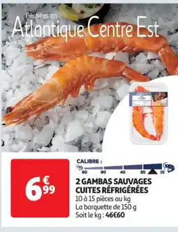 Auchan Supermarché 2 GAMBAS SAUVAGES CUITES RÉFRIGÉRÉES offre