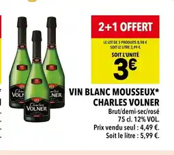 Supeco VIN BLANC MOUSSEUX CHARLES VOLNER offre