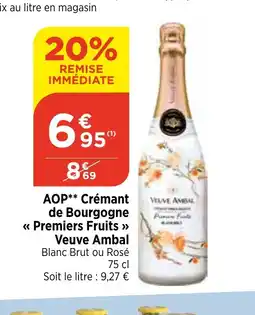 Bi1 AOP Crémant de Bourgogne Premiers Fruits offre