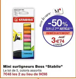 Monoprix Stabilo Mini surligneurs Boss offre