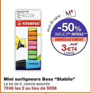 Monoprix Stabilo Mini surligneurs Boss offre