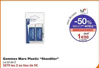 Monoprix Staedtler Gommes Mars Plastic offre