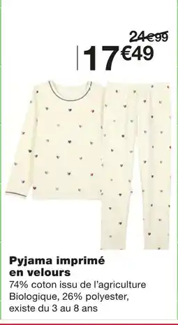 Monoprix Pyjama imprimé en velours offre