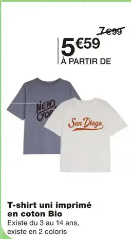 Monoprix T-shirt uni imprimé en coton Bio offre