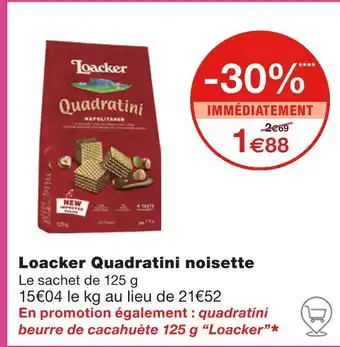 Monoprix Loacker Quadratini noisette offre