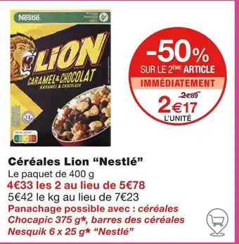 Monoprix Nestlé Céréales Lion offre
