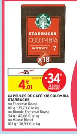 Intermarché CAPSULES DE CAFÉ X18 COLOMBIA offre