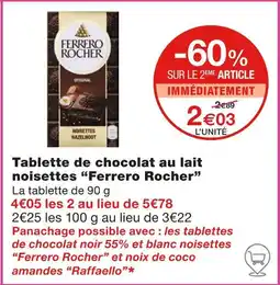 Ferrero Rocher Tablette de chocolat au lait noisettes
