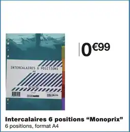Monoprix Monoprix Intercalaires 6 positions offre