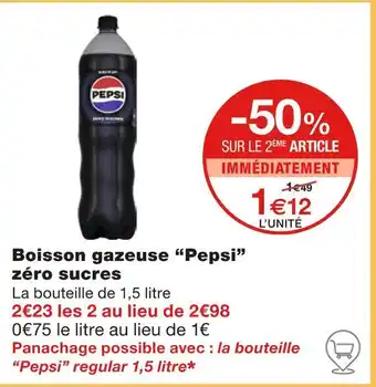 Monoprix Pepsi Boisson gazeuse zéro sucres offre